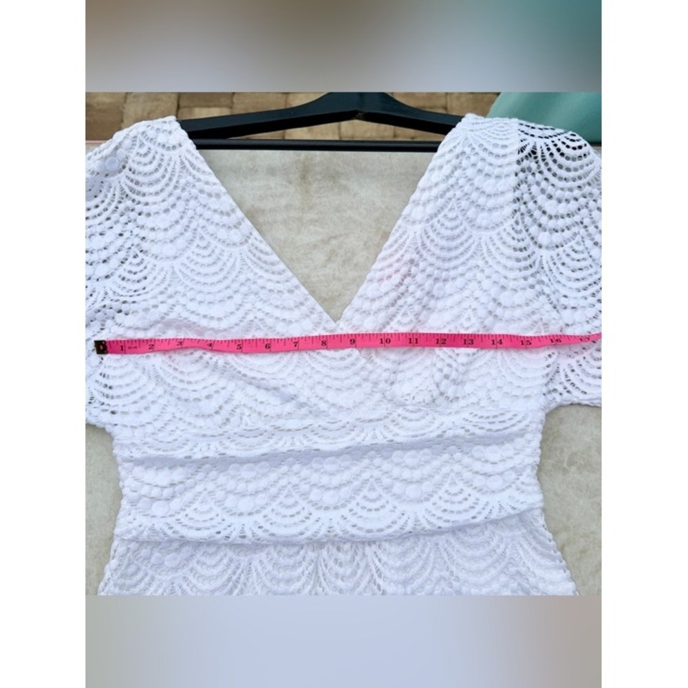 Lilly Pulitzer Parigi White Scalloped Lace Flutter Sleeve Maxi Dress Small - Picture 15 of 16